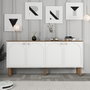 Hanah Home Consola 848 - Blanca, 180 cm Ancho x 84 cm Alto x 35 cm Profundo, Melamina